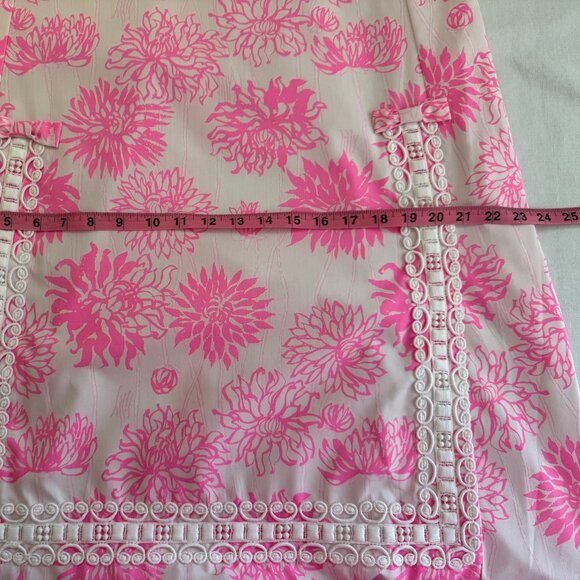 Lovely "The Lilly" Lilly Pulitzer Pink Floral Dress Crochet Detail Vintage Sz 14 - Picture 10 of 16